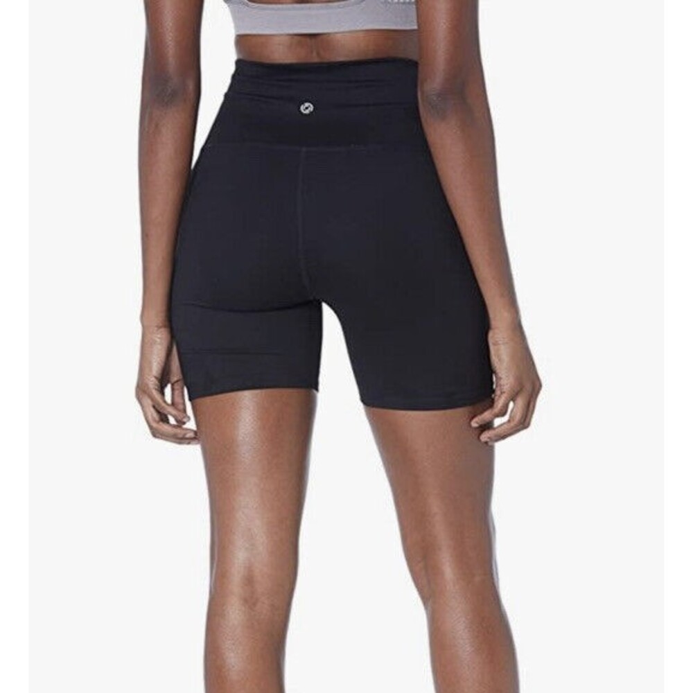 Women Black High Waisted Yoga Leggings Shorts Small Hide Pocket